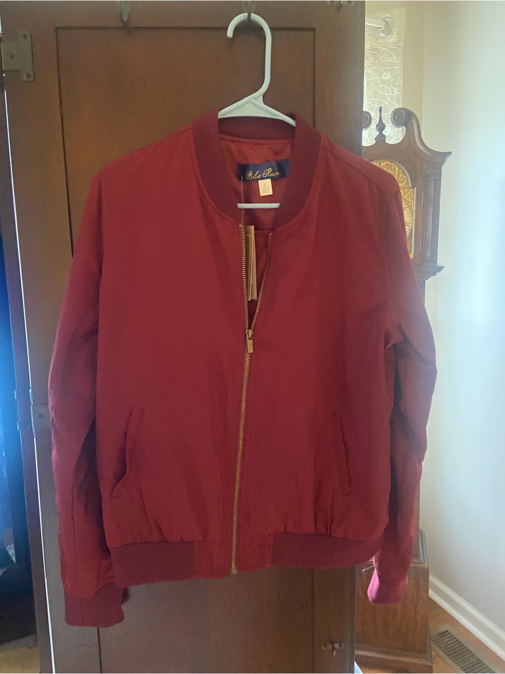 Blue Rain Burgundy Bomber Jacket